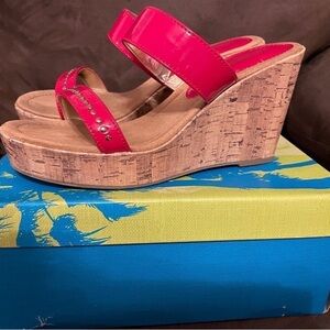 7.5W Red Wedge Sandals